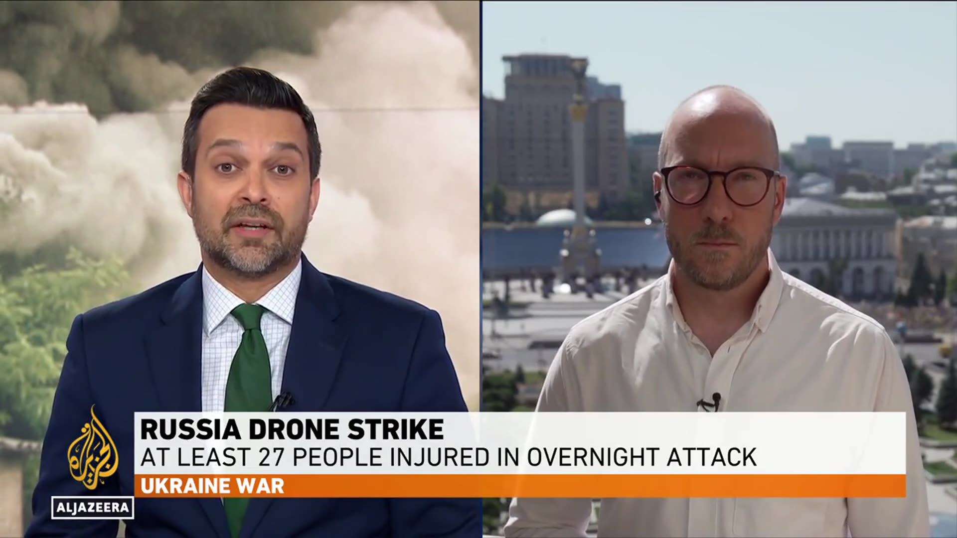 'Video thumbnail for At least 27, including 3 children, wounded in Russian drone strike on Ukraine's Kharkiv'