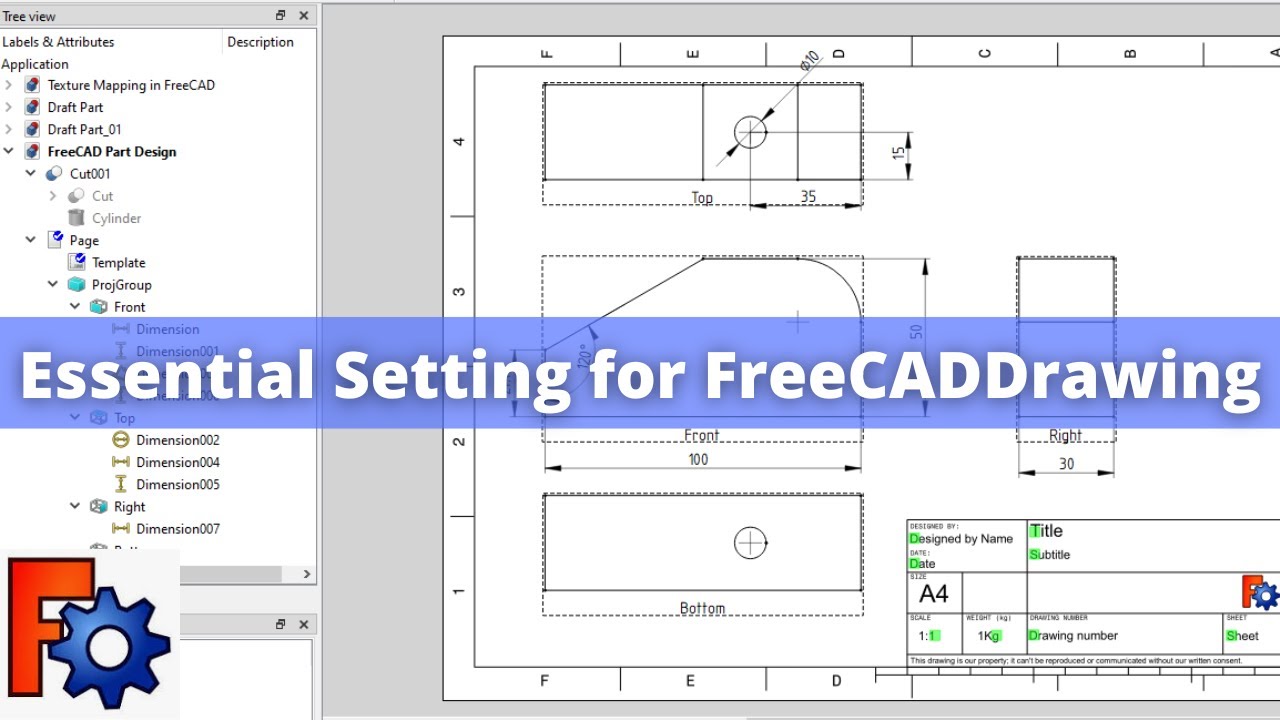 'Video thumbnail for Essential Drawing Setting in FreeCAD | FreeCAD Drawing | FreeCAD Tutorial |'