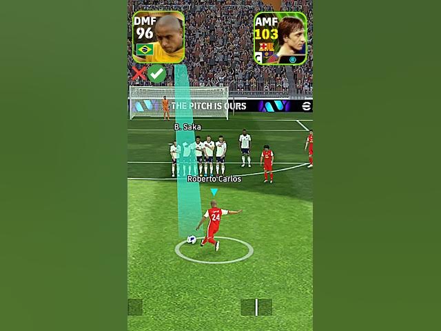 Video thumbnail for Epic CruyFF Vs Legendary R.Carlos Freekick challenge 🚀🤯#efootball #pesfootball #pes #fifa #pesday