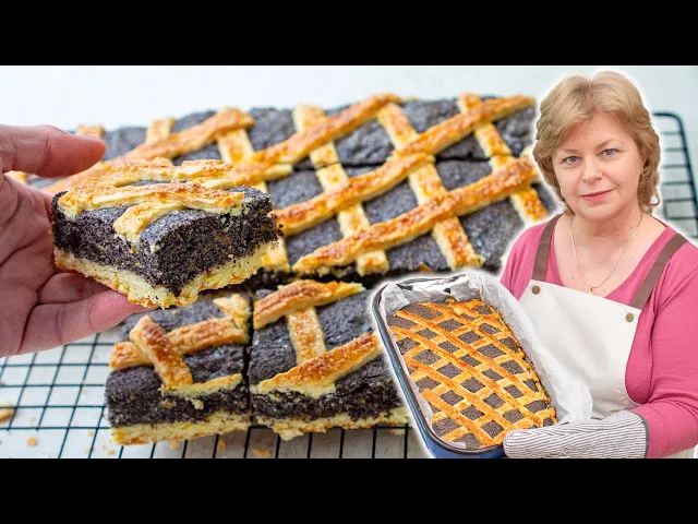 'Video thumbnail for ❤️ Multă CREMĂ de MAC într-o prăjitura delicioasă cu aluat fraged 👉 Rețeta de LINZER ca la bunica'
