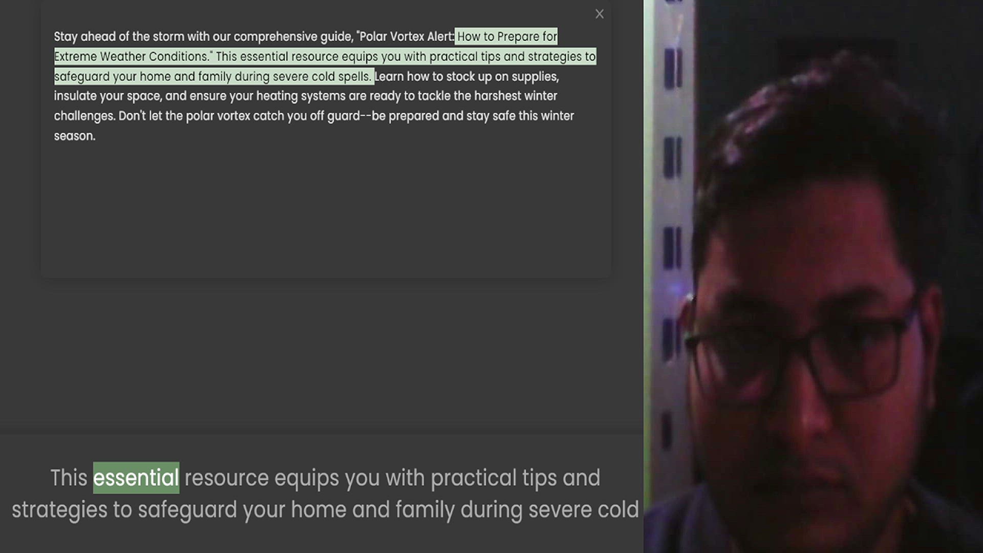 Video thumbnail for Stay ahead of the storm with our comprehensive guide, Polar Vortex Alert How to Prepare for Extreme Weather Conditions. This essential resource equips you with practical tips and strategies to safeguard your home and family during severe
