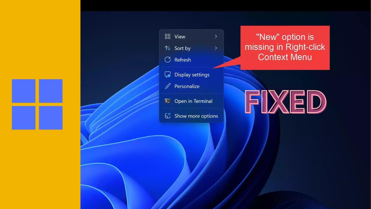 'Video thumbnail for How to Fix the Missing “New” Option in the Right Click Context Menu on Windows 11 | GearUpWindows'