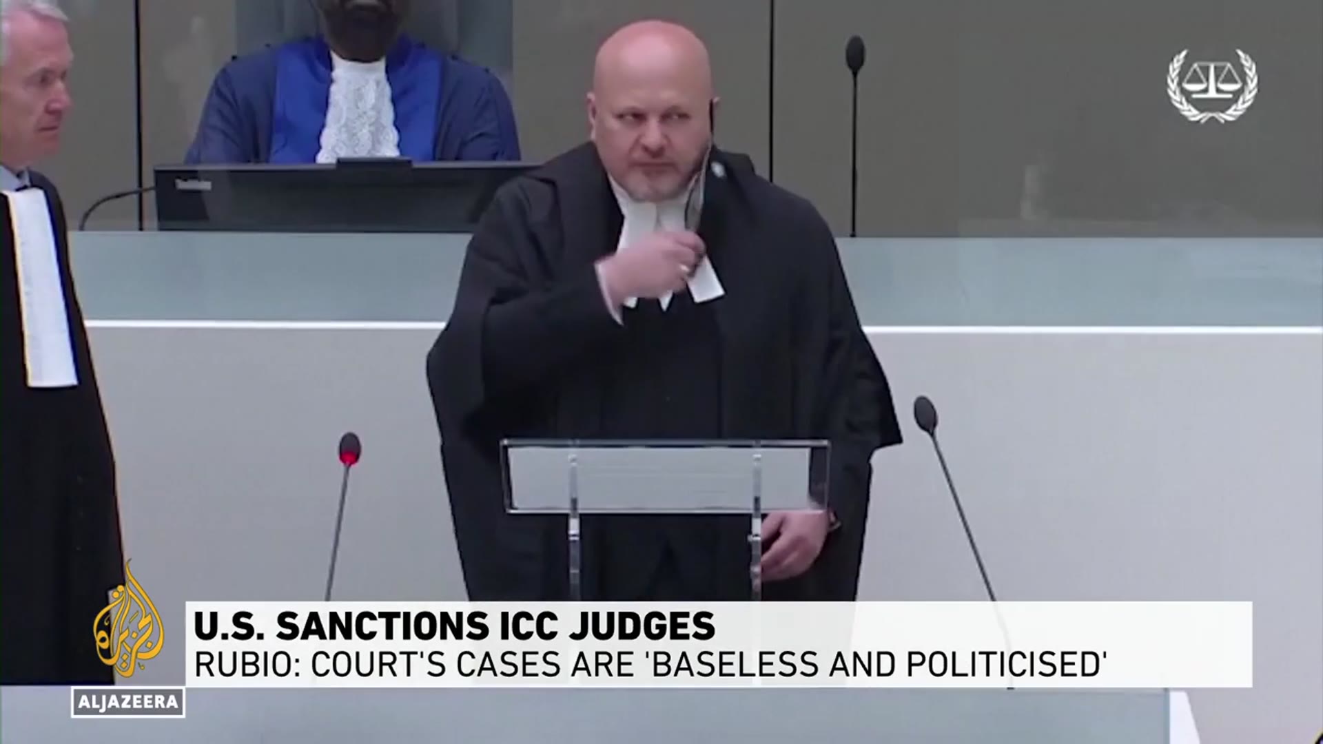 'Video thumbnail for US sanctions ICC judges; Rubio says court’s cases are ‘baseless and politicised’'