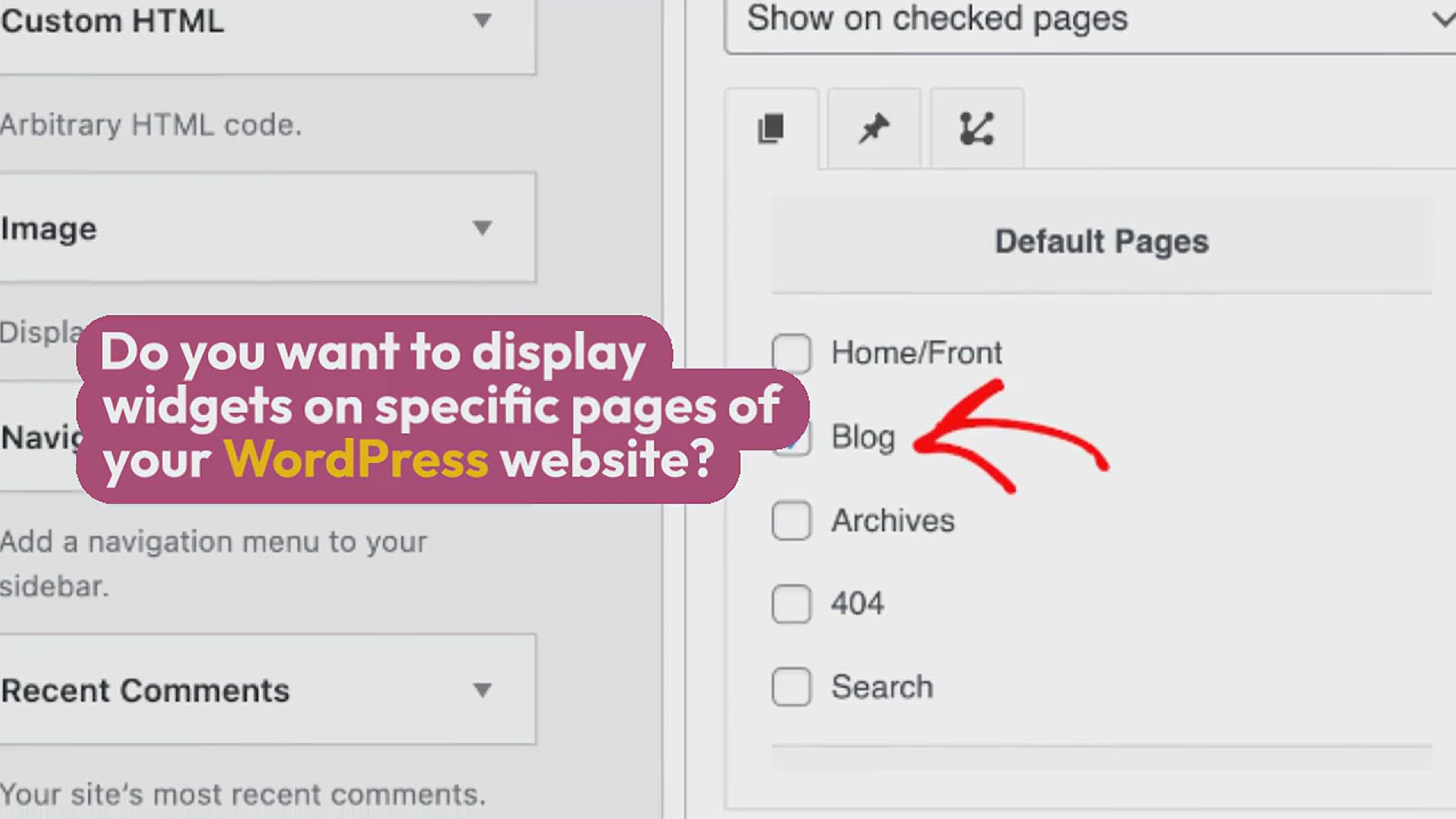 'Video thumbnail for How to Show or Hide Widgets on Specific WordPress Pages'