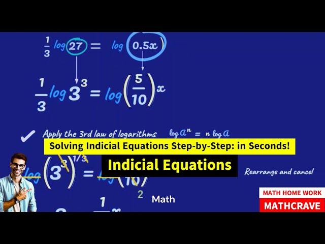 Video thumbnail for π Solving Indicial Equations Step-by-Step: Master Logarithms with This Easy Tutorial! ππ