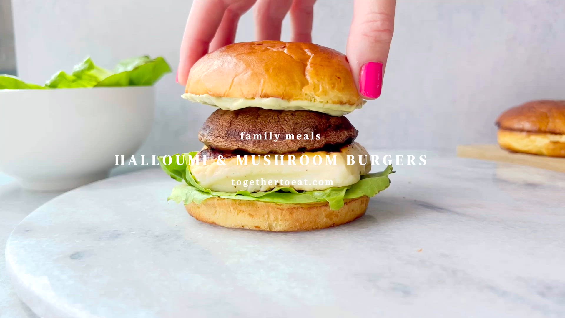 'Video thumbnail for Halloumi & Mushrooms Burgers'