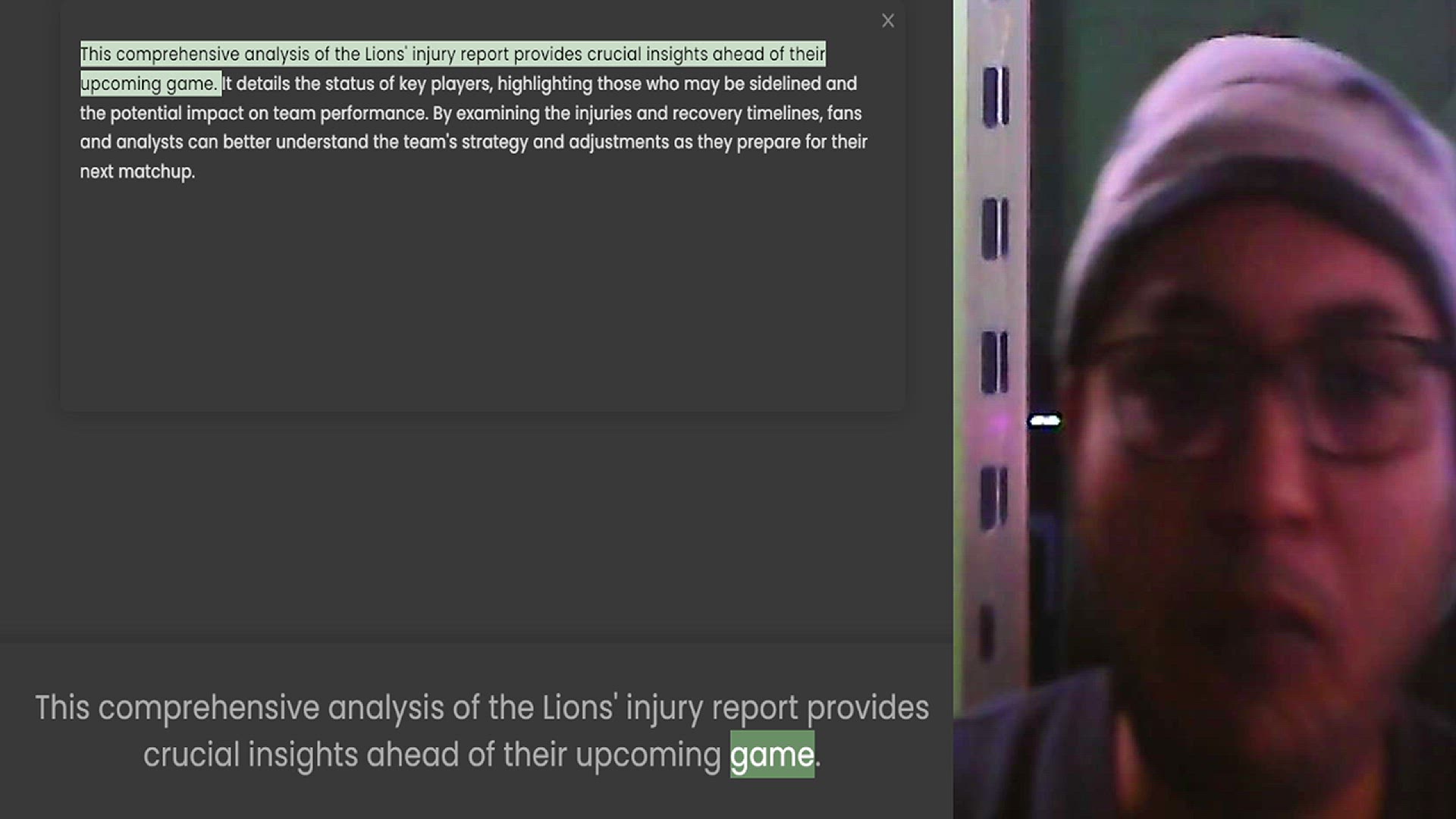 Video thumbnail for This comprehensive analysis of the Lions' injury report provides crucial insights ahead of their upcoming game. It details the status of key players, highlighting those who may be sidelined and the potential impact on team performance. By