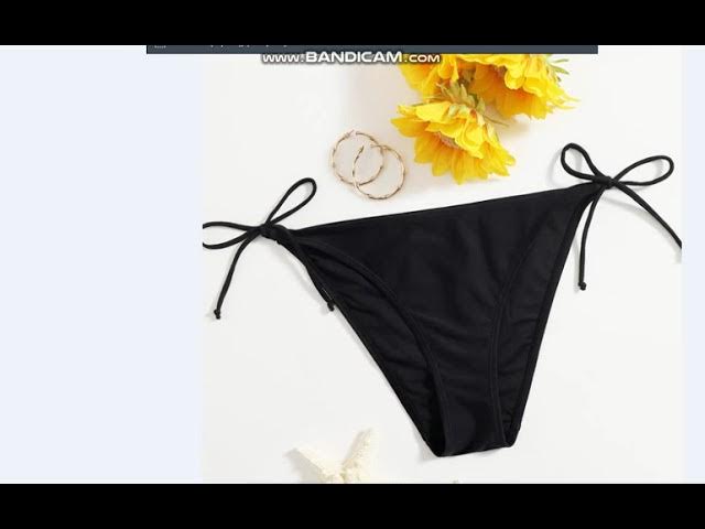 'Video thumbnail for Braguita de bikini negra Braguita de bikini de playa con lazo lateral'