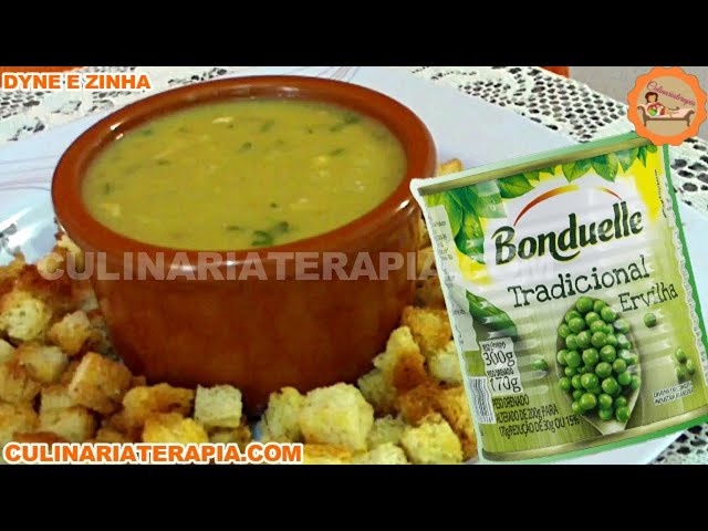 'Video thumbnail for Sopa Creme de Ervilhas com Frango e Croutons - EBOOKS NA DESCRIÇÃO'