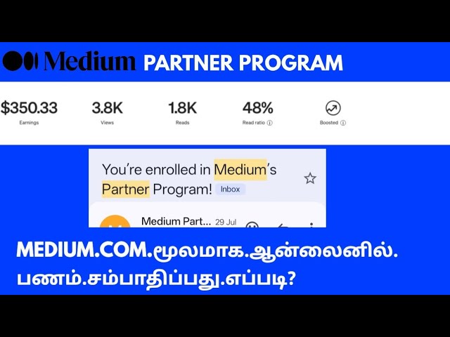 Video thumbnail for How to Make Money Writing on Medium | Medium Partner Program | Earn Money Online | Tamil