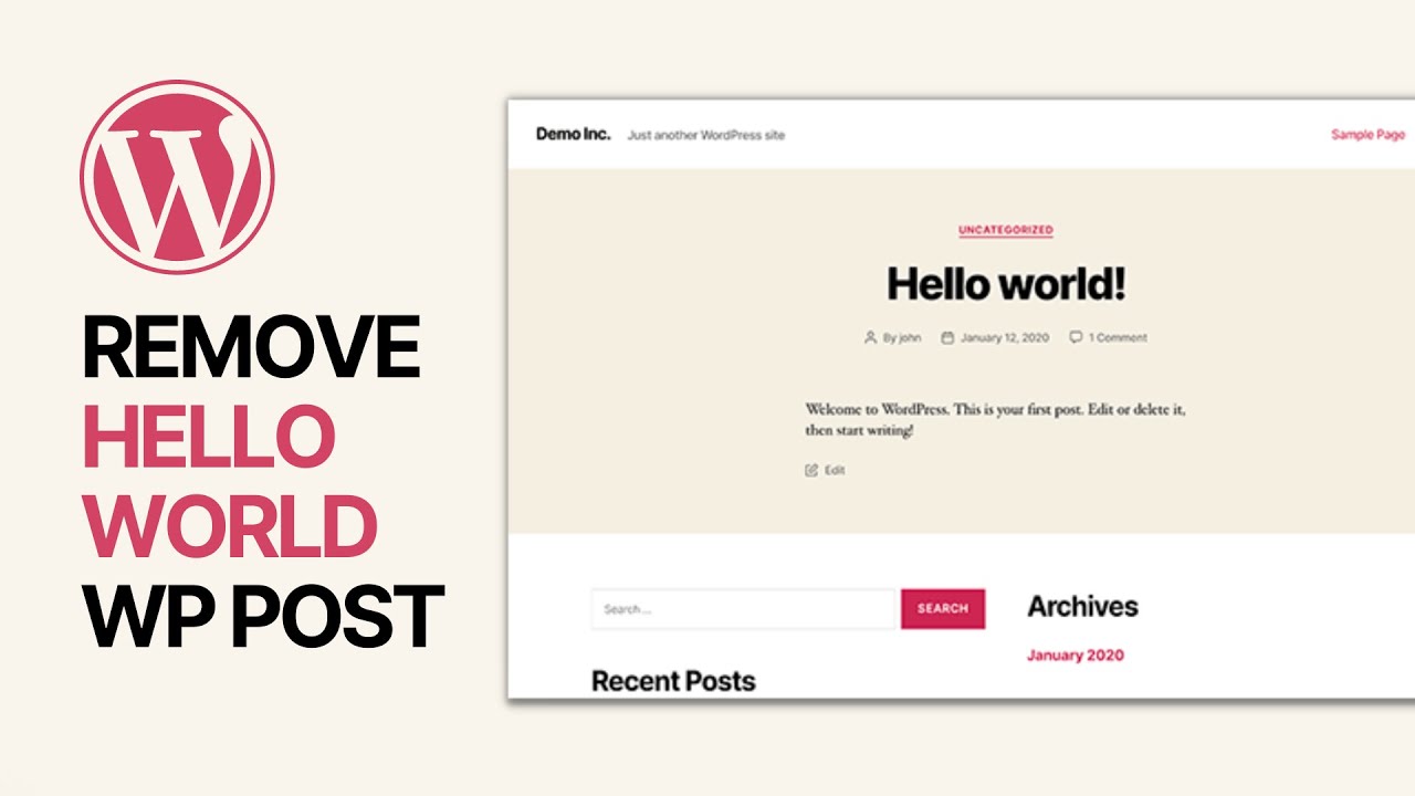 'Video thumbnail for How To Fix & Remove _Hello World_ post in WordPress_ Beginners Tutorial'