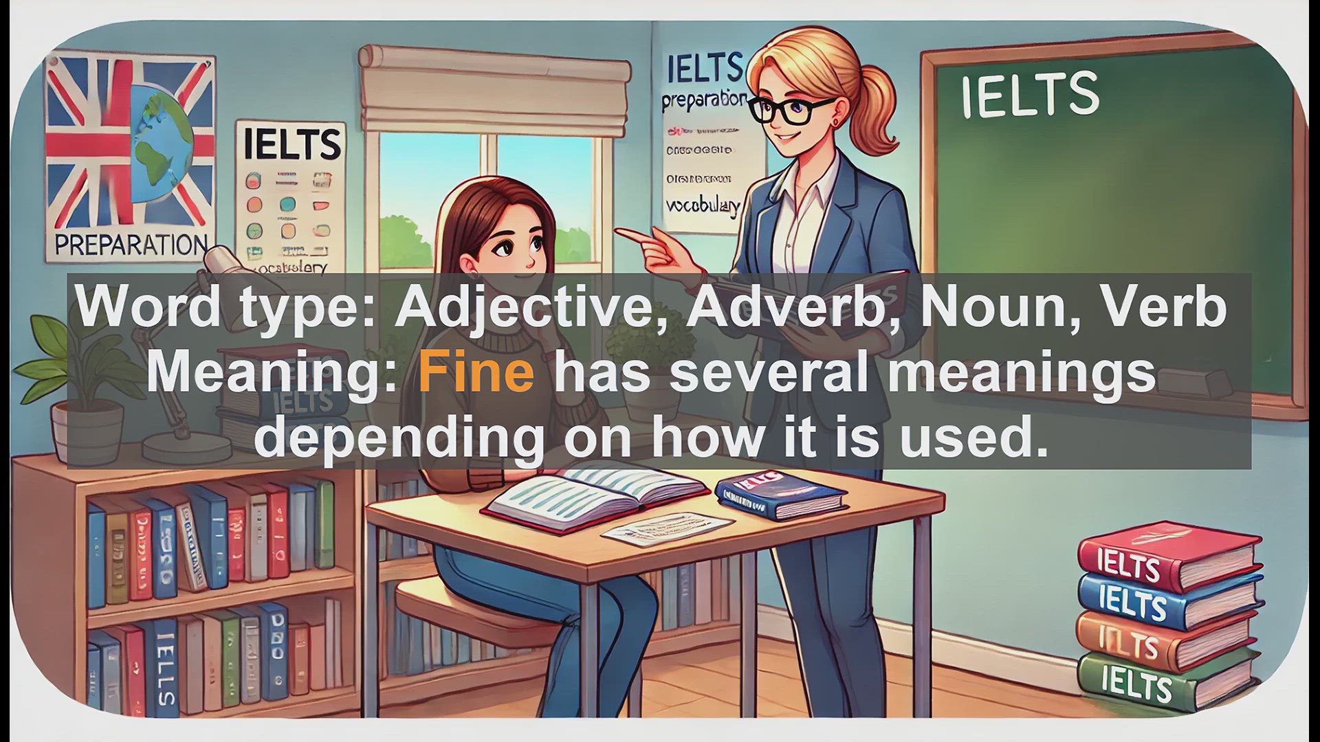 'Video thumbnail for 2500 Must Know IELTS 5.5 Vocabulary - Understanding the Word 'Fine': Multiple Meanings and Uses'