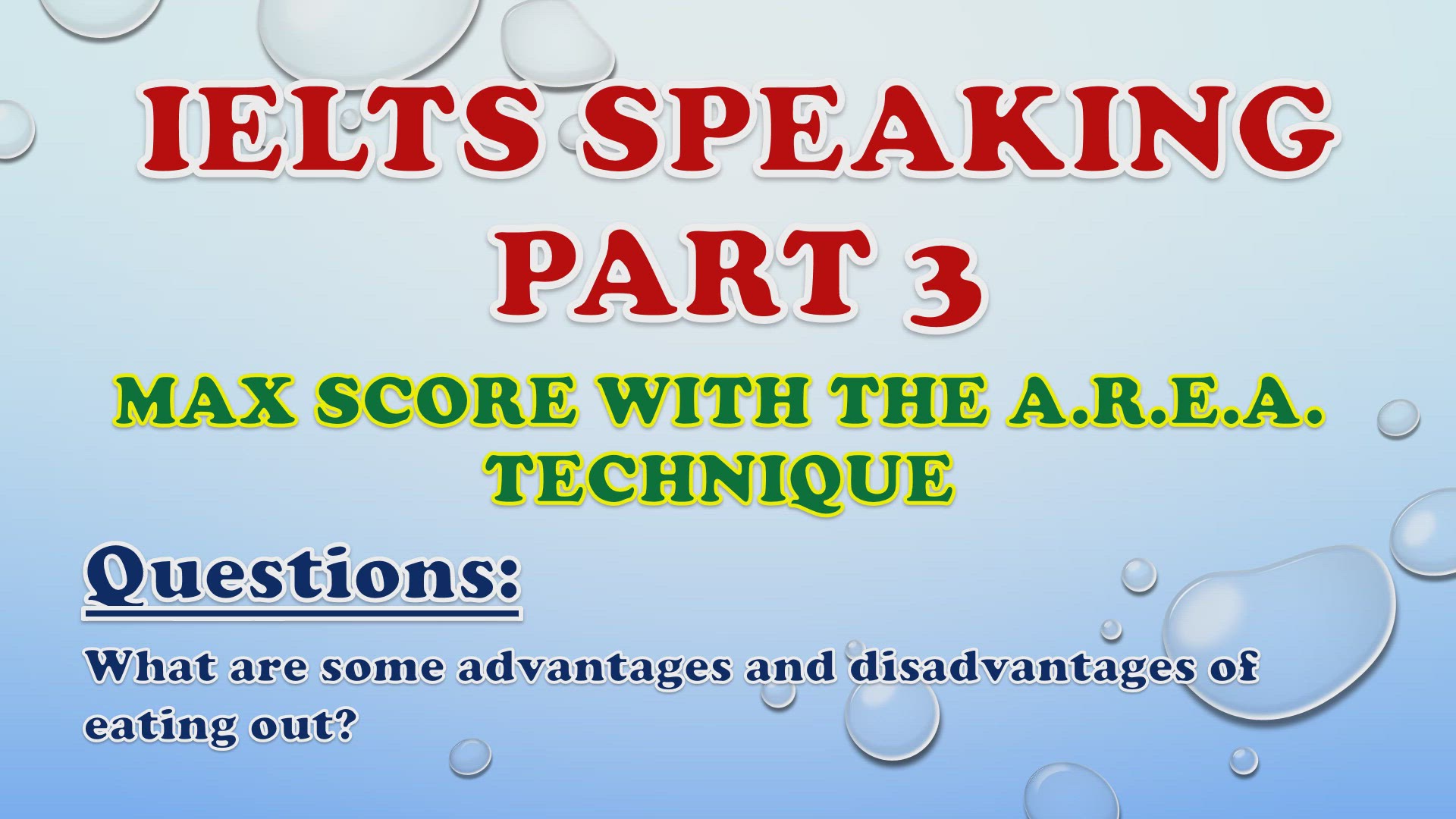 'Video thumbnail for What are some advantages and disadvantages of eating out? - IELTS Speaking Part 3'
