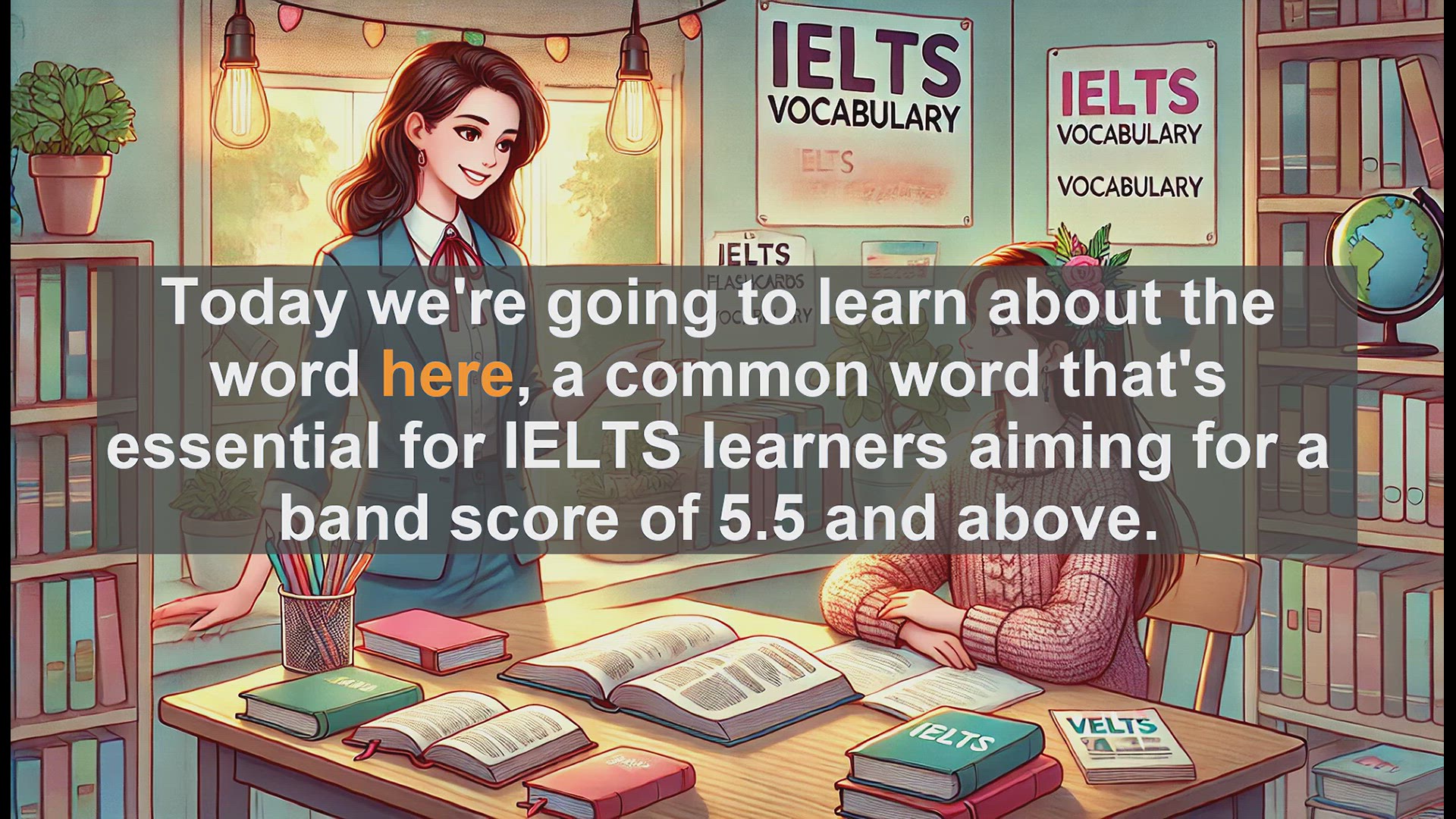 'Video thumbnail for 2500 Must Know IELTS 5.5 Vocabulary - Understanding 'Here': Essential IELTS Vocabulary for Band 5.5+'
