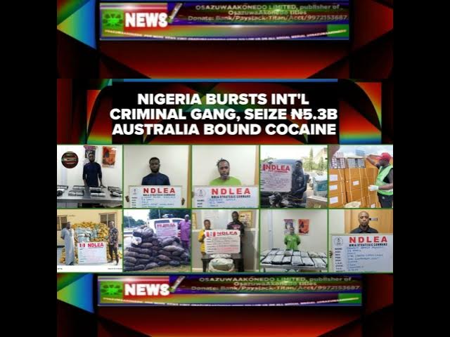 Video thumbnail for Nigeria Bursts Int'l Criminal Gang, Seize ₦5.3b Australia Bound Cocaine