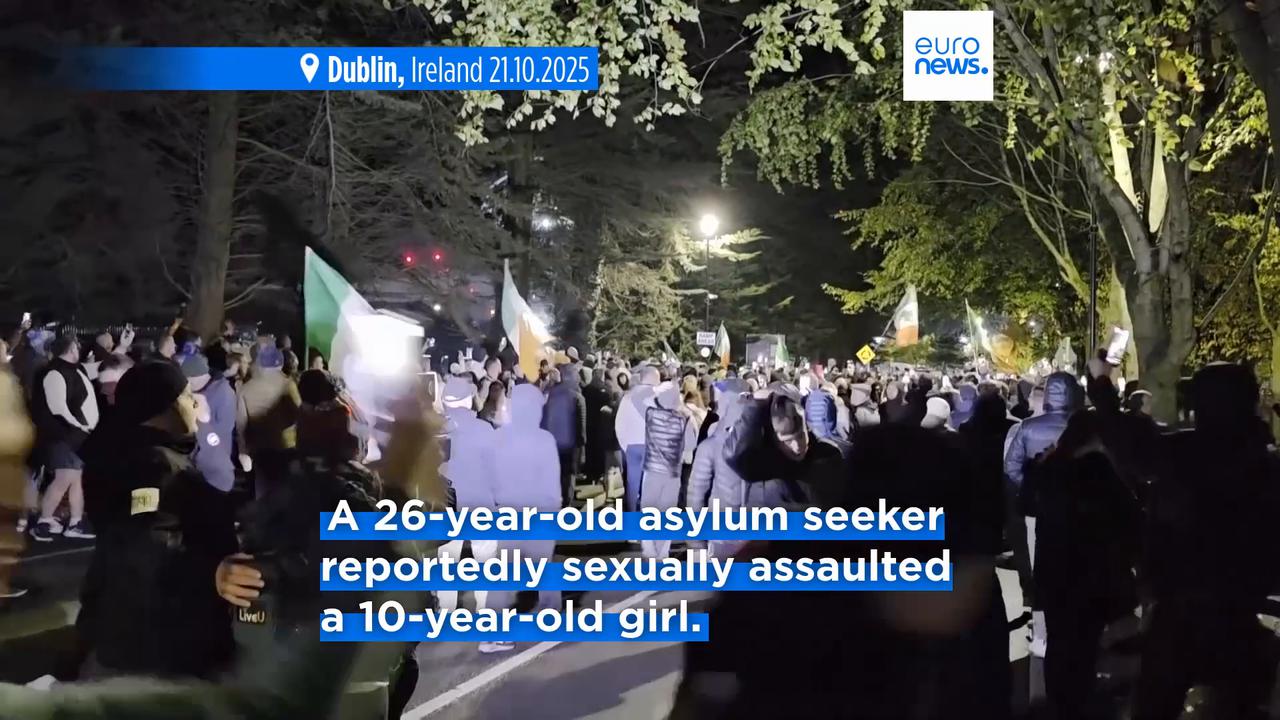 Video thumbnail for Six arrested after anti-immigrant protest in Dublin turns violent