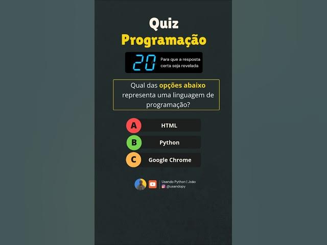 Video thumbnail for Quiz de Programação #quiz #programacao #dev