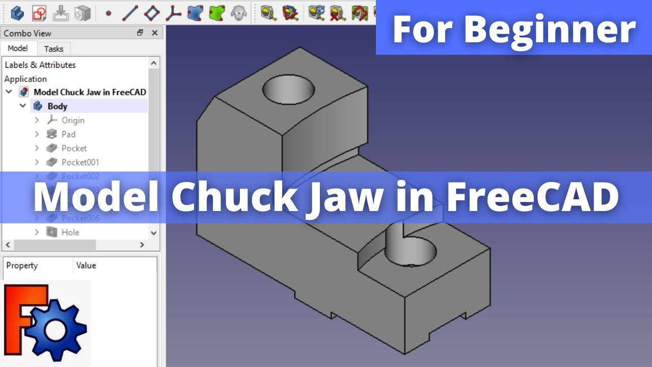 'Video thumbnail for Model Chuck Jaw in FreeCAD | FreeCAD Tutorial | FreeCAD Part Modeling |'