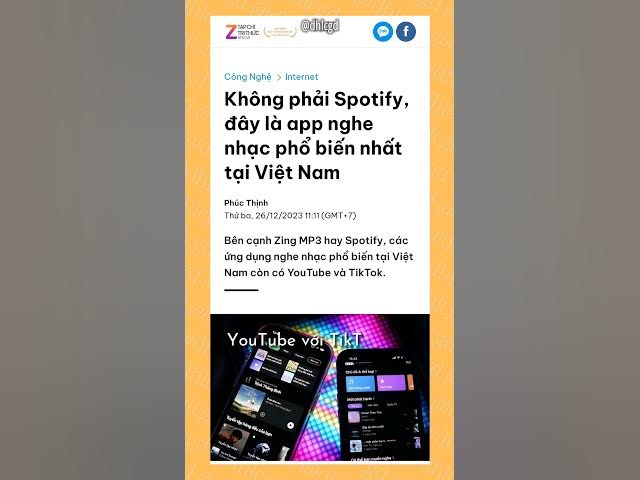 'Video thumbnail for Không phải Spotify, đây là app nghe nhạc phổ biến nhất tại Việt Nam!!! #thanhcongnghe #dhlcgd #fypシ'