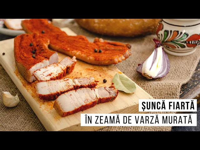 'Video thumbnail for Șuncă fiartă în zeamă de varză murată. Rețeta tradițională de șunculiță de casă | Bucate Aromate'