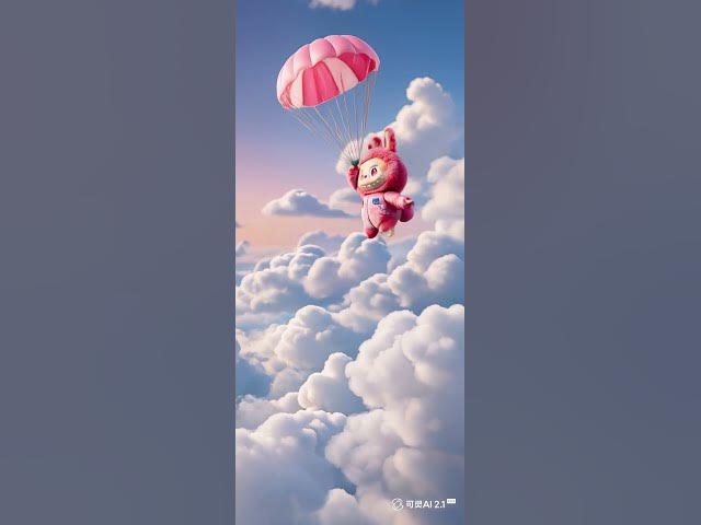 Video thumbnail for 高品质 画面中的角色跳跃转身 一只手抓着降落伞 缓慢向下降落 动作丝滑