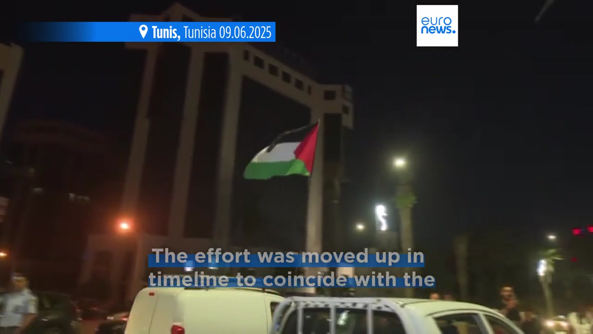 'Video thumbnail for Land convoy sets off for Gaza from Tunisia to protest against Israeli blockade of Strip'