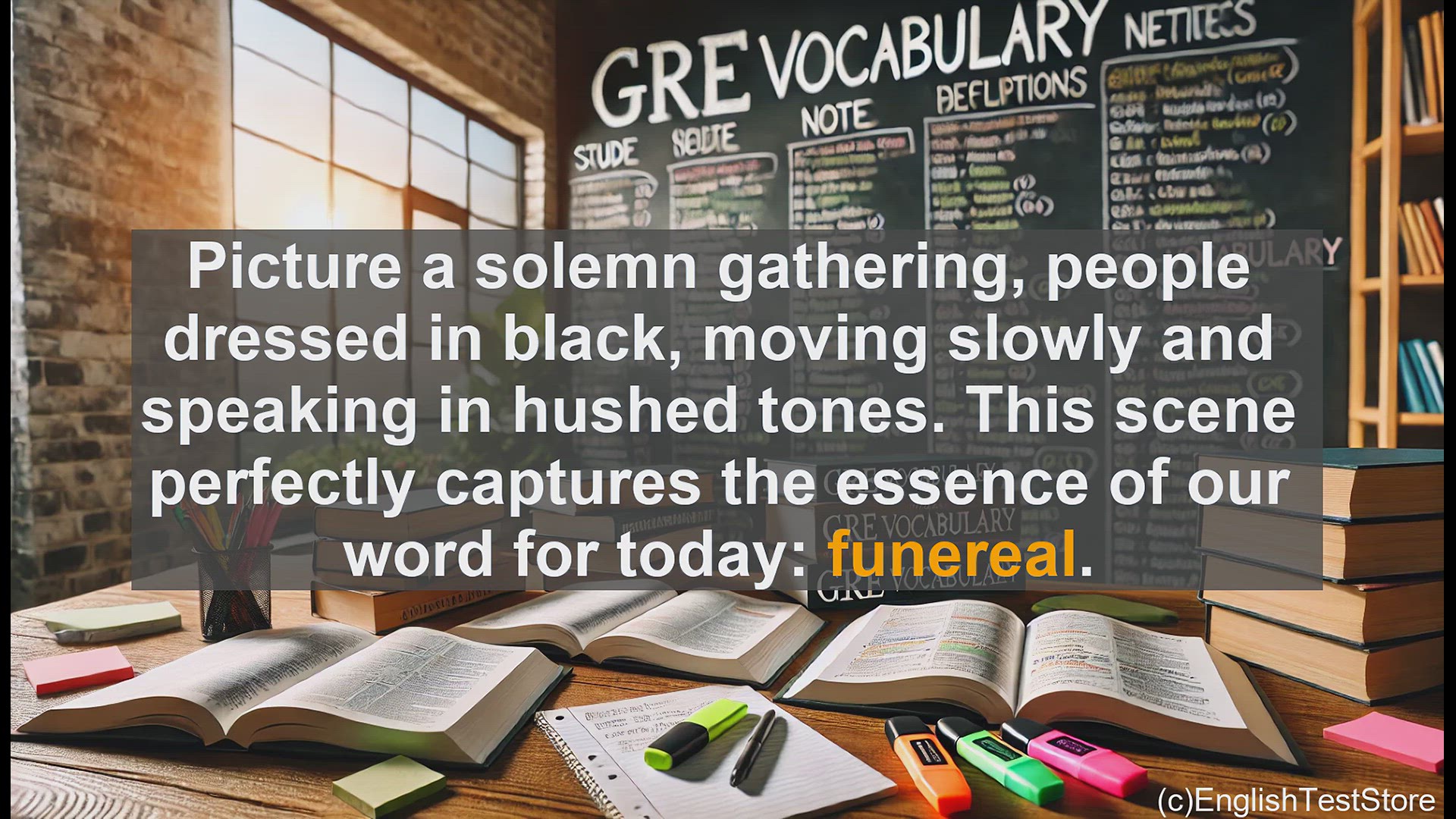'Video thumbnail for GRE Vocabulary Lesson: The Solemn Atmosphere of Funereal'