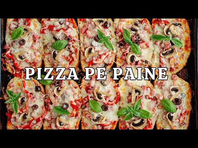 'Video thumbnail for PIZZA rapidă pe felii de PÂINE - rețeta veche, gata în 15 minute!'