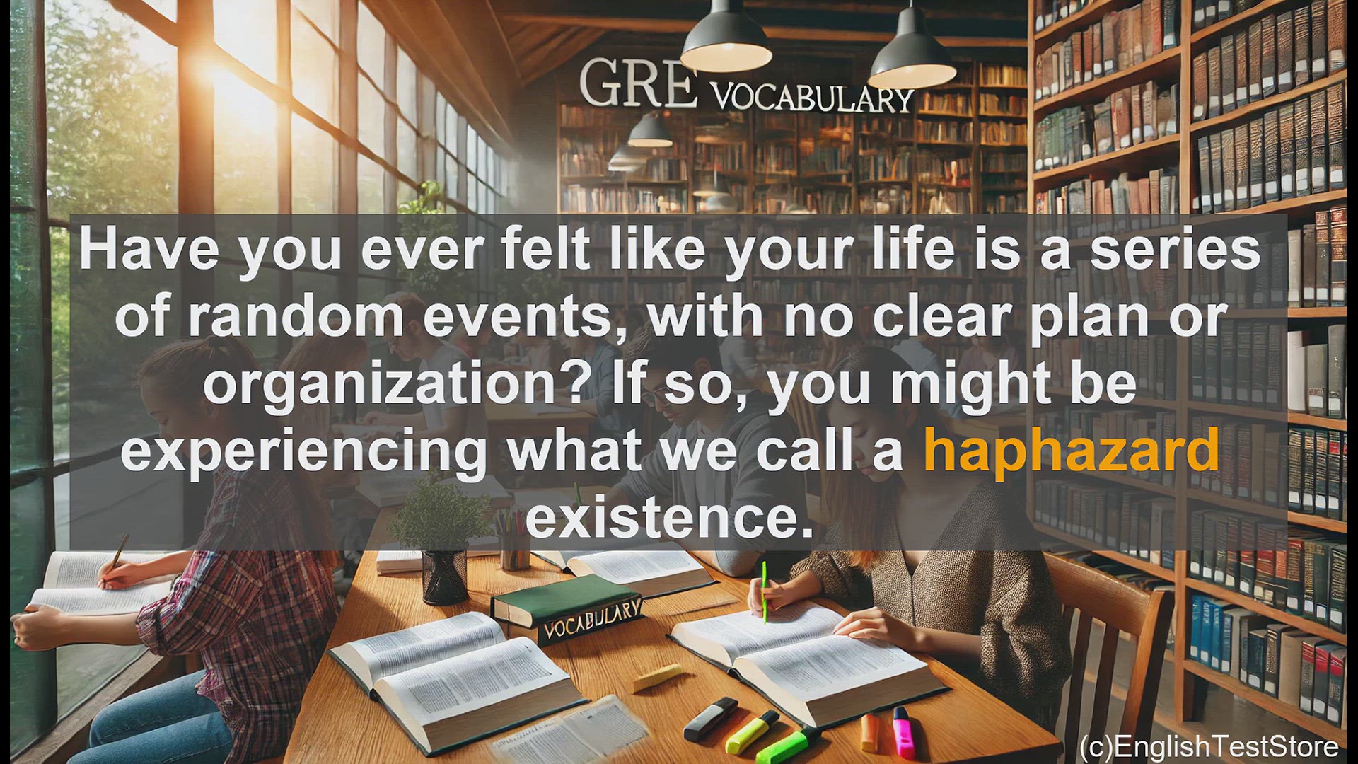 'Video thumbnail for GRE Vocabulary Lesson: Exploring the Meaning of Haphazard - A Key GRE Vocabulary Word'