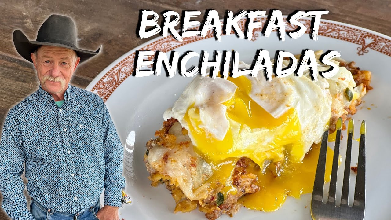 'Video thumbnail for Cheesy Enchiladas Stuffed with Sausage and Scrambled Eggs'