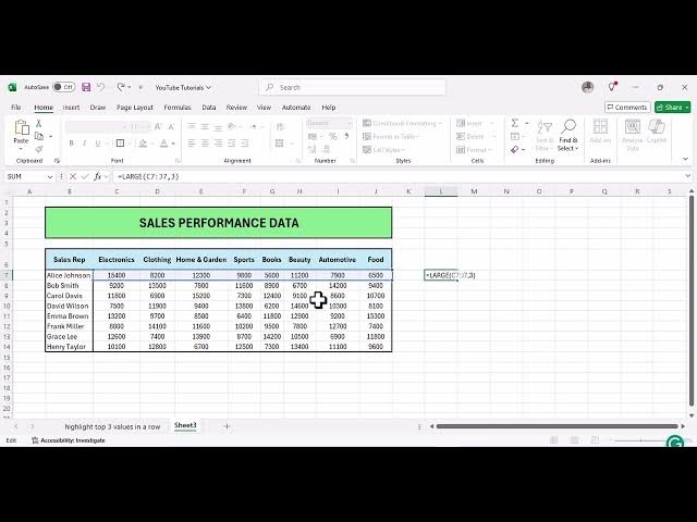 Video thumbnail for How to Highlight Top Three Values in Each Row in Excel