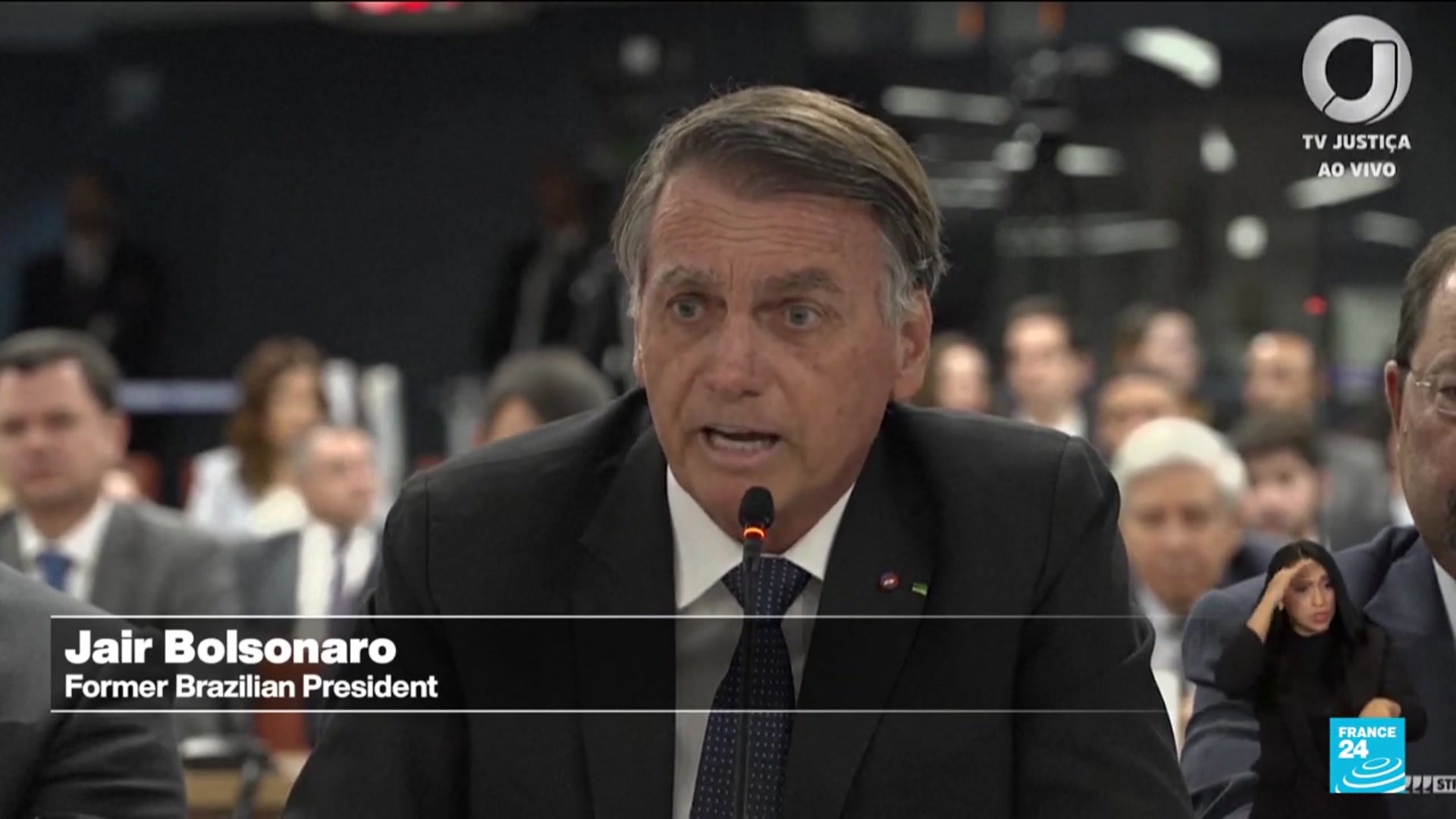 'Video thumbnail for Bolsonaro rejects coup d'état charges in testimony'
