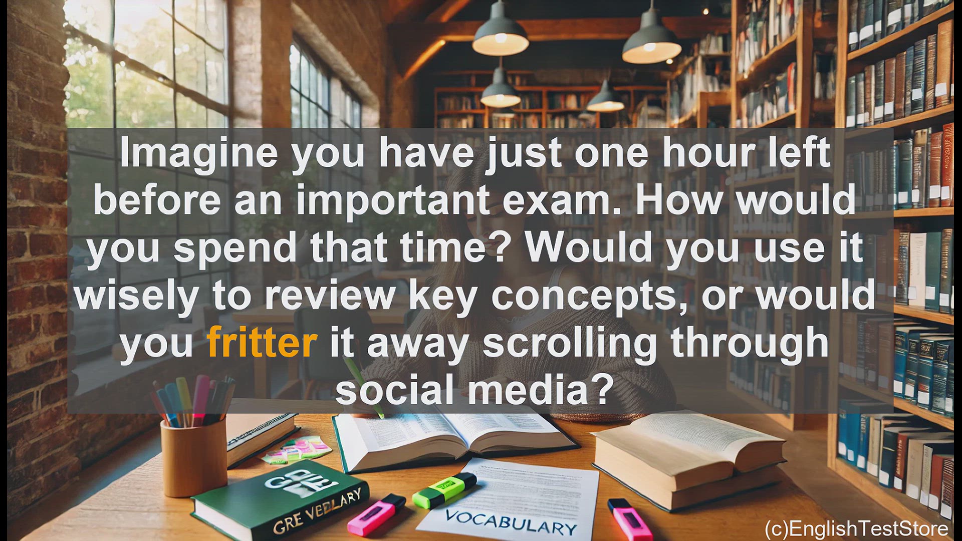 'Video thumbnail for GRE Vocabulary Lesson: Mastering Time Management - Avoiding the Trap of Frittering'