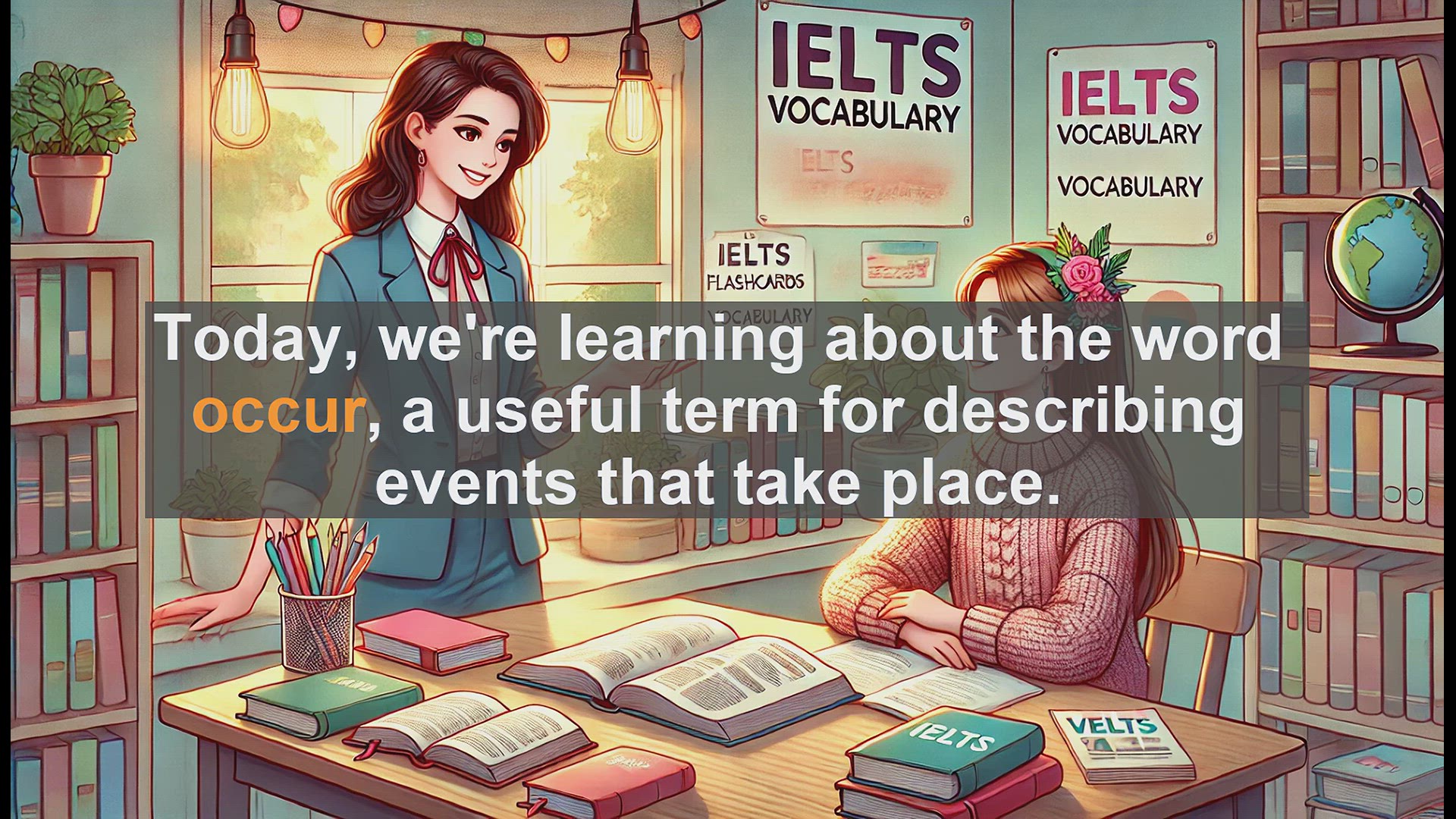 'Video thumbnail for 2500 Must Know IELTS 5.5 Vocabulary - Understanding 'Occur': A Key Verb for Describing Events'