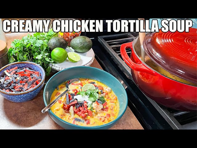 Video thumbnail for CREAMY CHICKEN TORTILLA SOUP Fall Soup Season