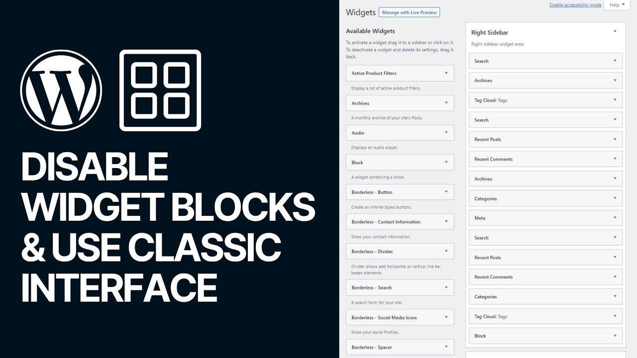 'Video thumbnail for How To Disable Widget Blocks in WordPress and Use The Classic Interface To Manage For Free_'