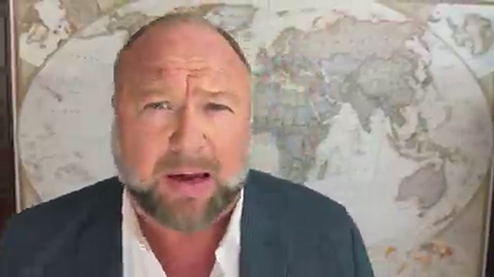 'Video thumbnail for Alex Jones issues false flag alert over Trump's felony conviction'