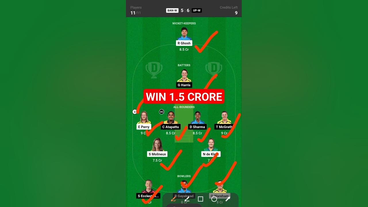 Video thumbnail for #dream11 BAN-W VS UP-W DREAM11 PREDICTION