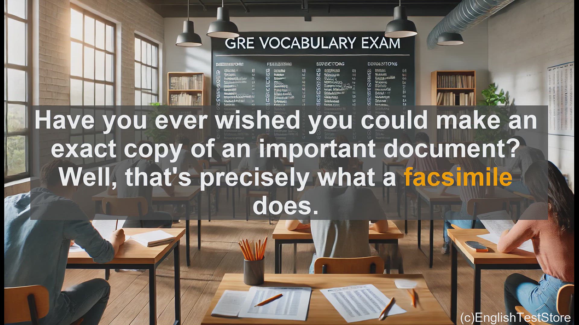 'Video thumbnail for GRE Vocabulary Lesson: Exploring the Word 'Facsimile' - Exact Copies and Electronic Transmission'