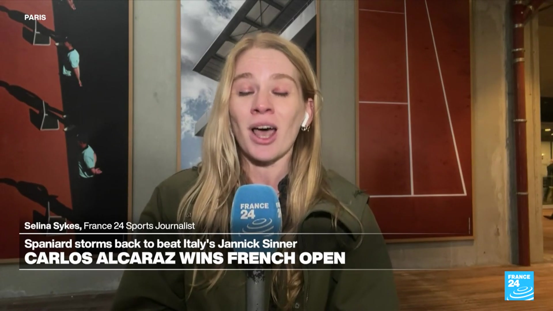 'Video thumbnail for Alcaraz topples Sinner to win epic and historic French Open final'