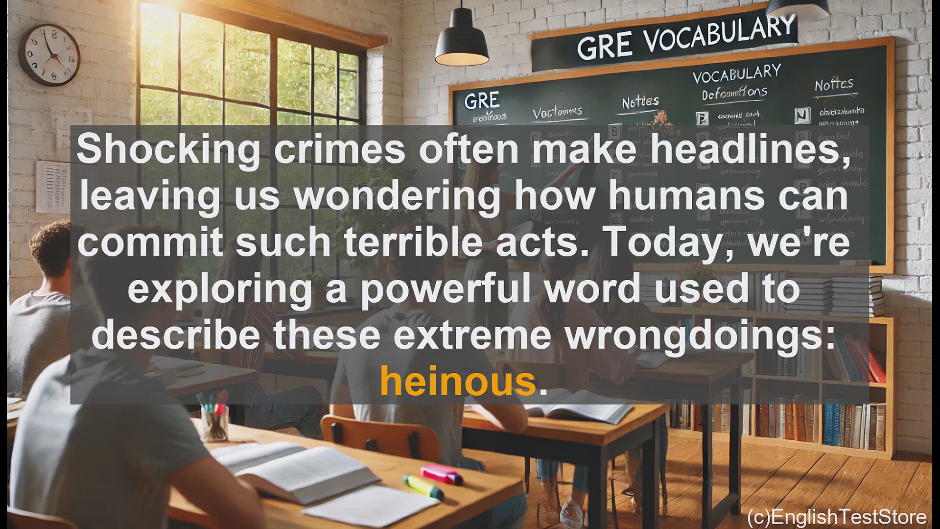 'Video thumbnail for GRE Vocabulary Lesson: Exploring the Meaning of Heinous - Describing Extreme Wickedness'