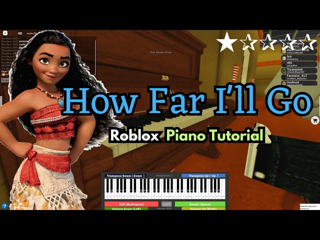 'Video thumbnail for How Far I'll Go - Moana (VERY EASY) | Roblox Piano Tutorial'