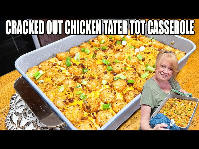 Video thumbnail for CRACKED OUT CHICKEN TATER TOT CASSEROLE