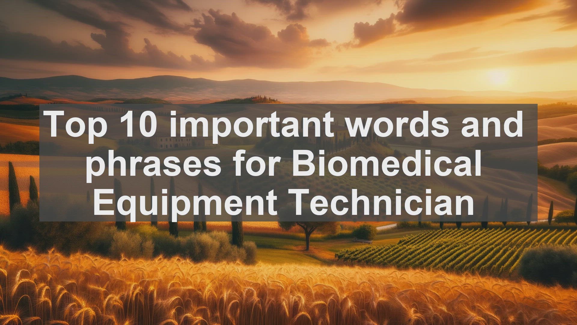 'Video thumbnail for Top 10 important words and phrases for Biomedical Equipment Technician'