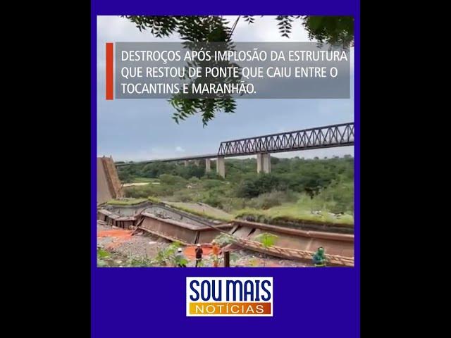 'Video thumbnail for Destroços começam a ser retirados após implosão da ponte entre Tocantins e Maranhão.'