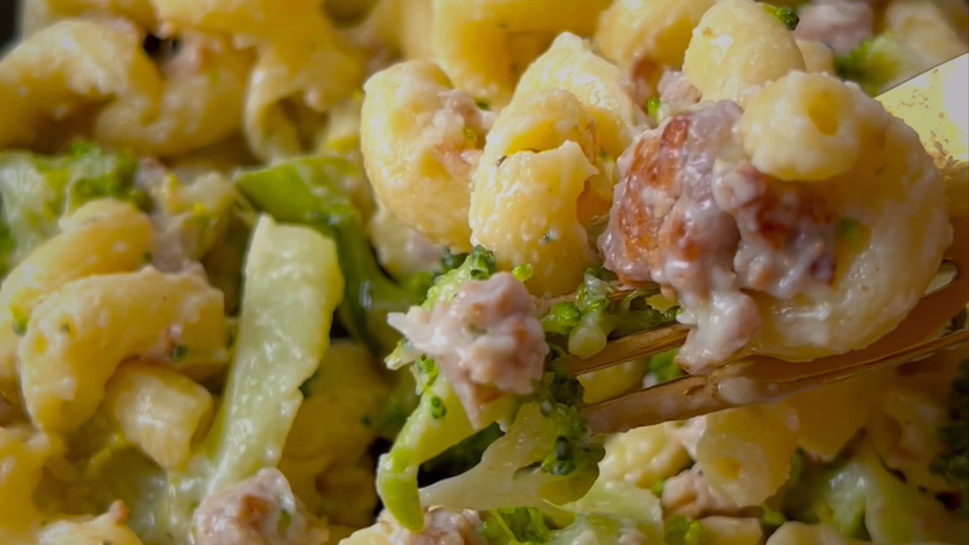 'Video thumbnail for Creamy Sausage & Broccoli Pasta'