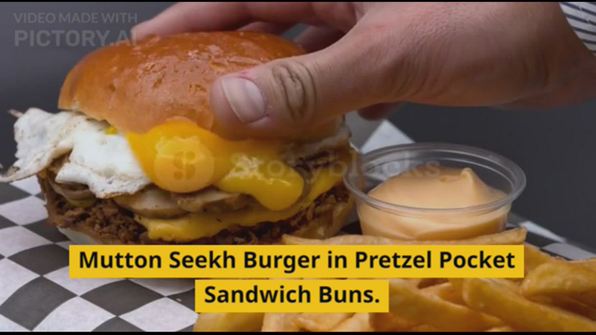 Video thumbnail for Mutton Seekh Burger in Pretzel Pocket Sandwich Buns