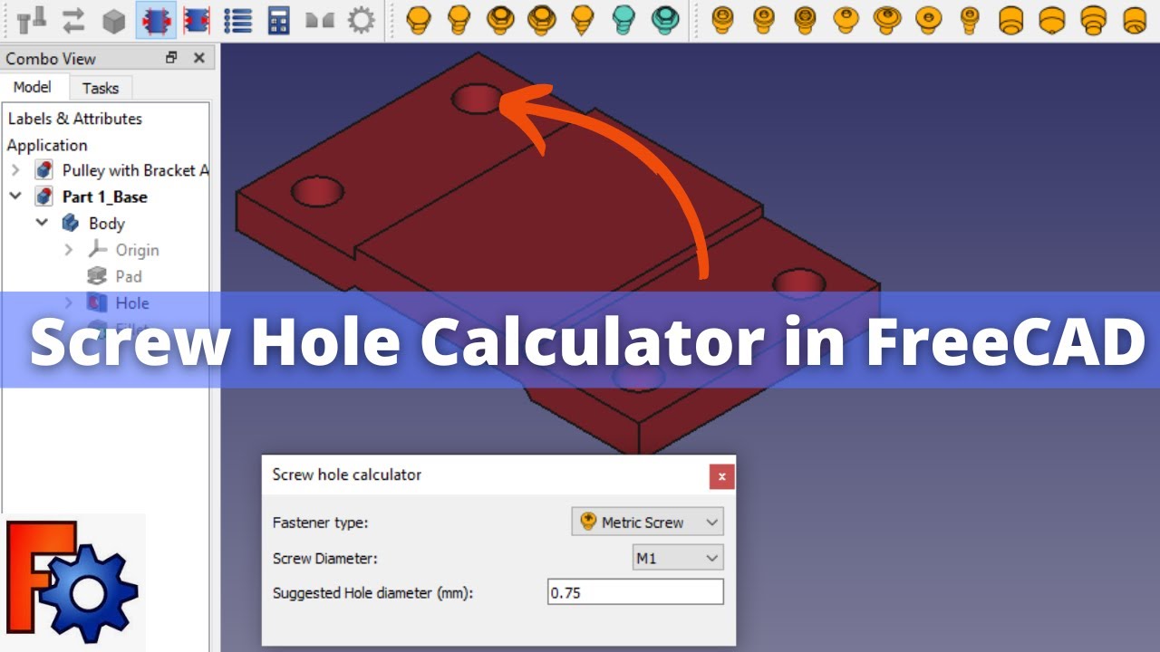 'Video thumbnail for Screw Hole Calculator in FreeCAD | FreeCAD Tutorial | FreeCAD Part Design | Mechnexus |'