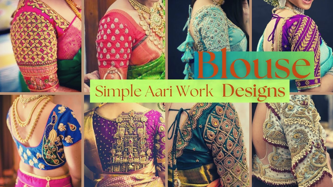 'Video thumbnail for New Simple Aari Work Blouse Designs | Aariwork Sleeve design #aariwork #maggam #aari #blousedesigns'