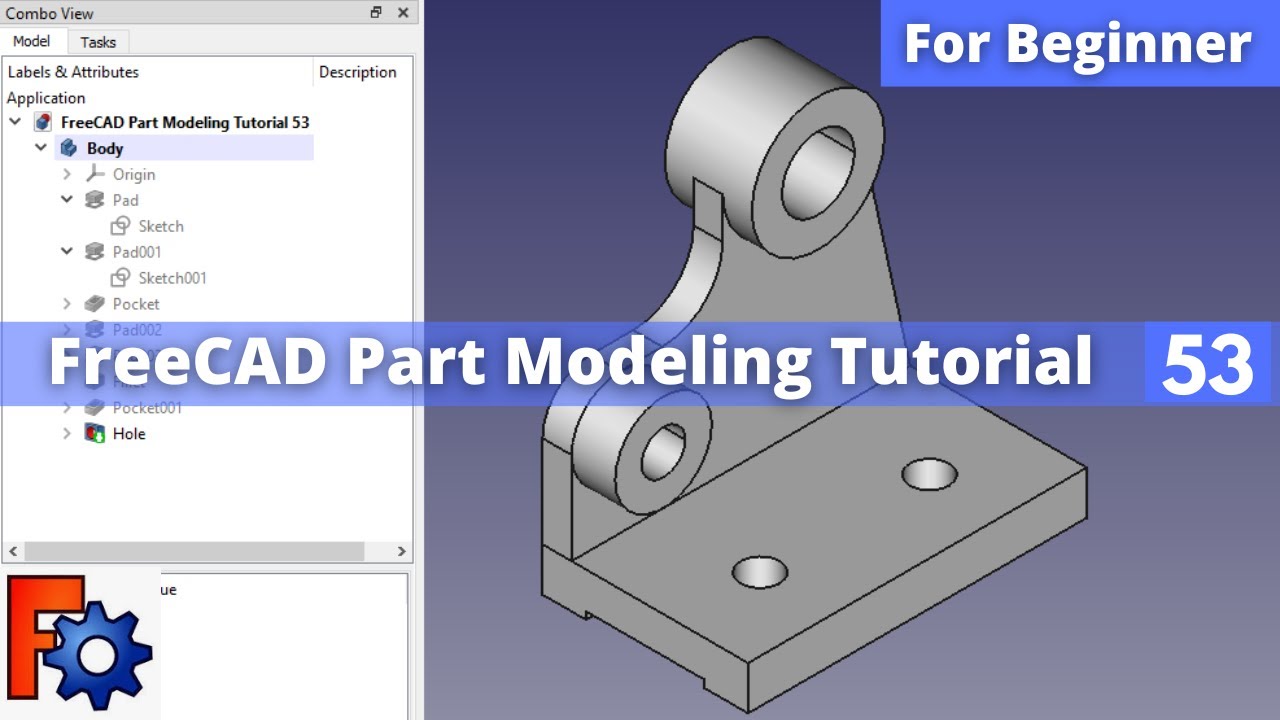 'Video thumbnail for FreeCAD Part Modeling Tutorial 53 | FreeCAD Tutorial | FreeCAD Part Design | Mechnexus |'